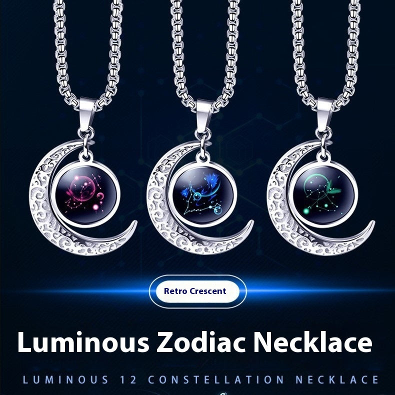 12 Constellation Moon Star Glowing Necklace