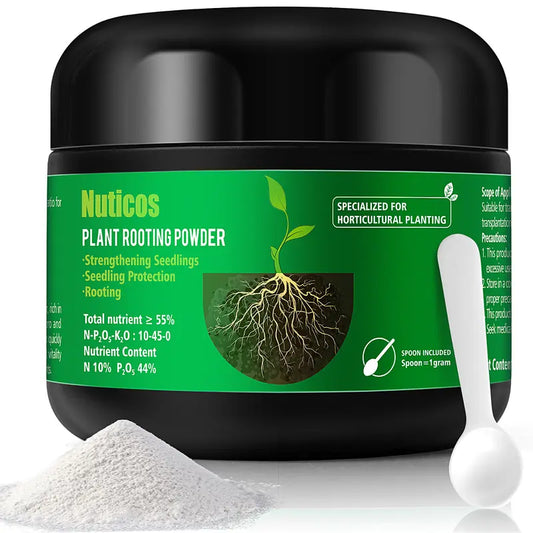 Nuticos Rooting Powder , Rooting Hormone for Plant Cuttings and Strong Roots, Ultra Concentrated - Yields 50 Gallons Plant Fertilizer