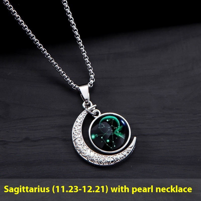 12 Constellation Moon Star Glowing Necklace