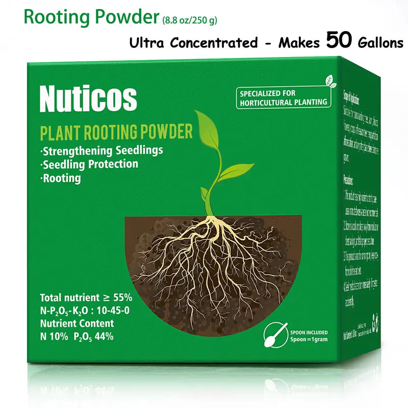 Nuticos Rooting Powder , Rooting Hormone for Plant Cuttings and Strong Roots, Ultra Concentrated - Yields 50 Gallons Plant Fertilizer