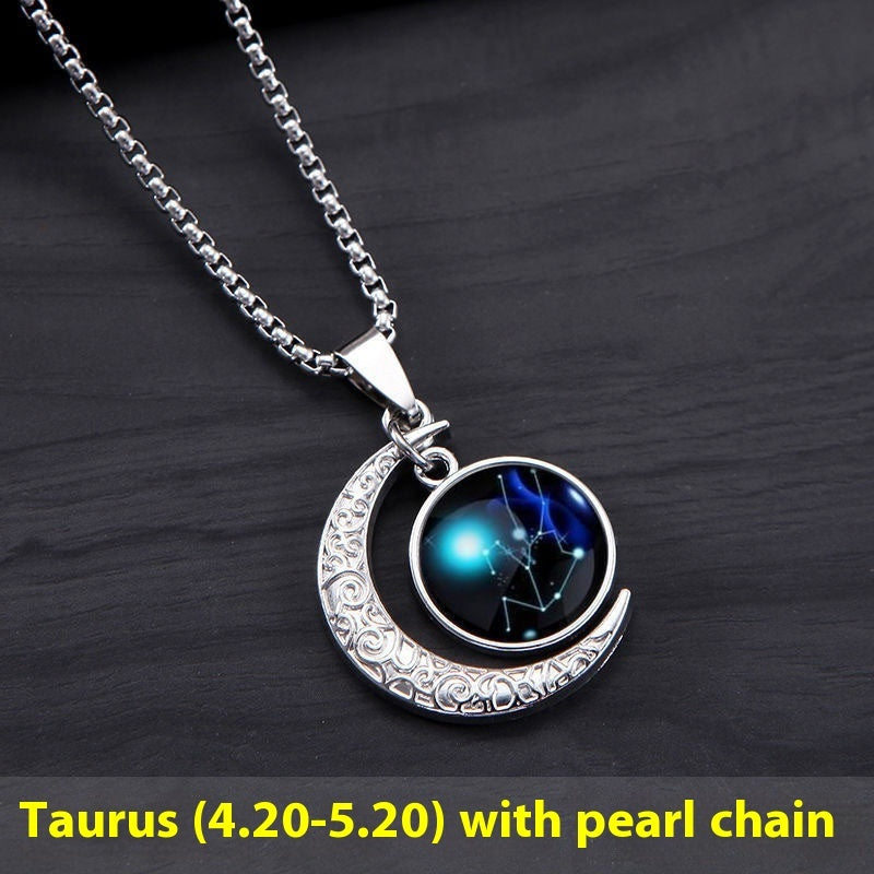 12 Constellation Moon Star Glowing Necklace